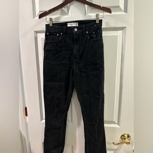 Abercrombie black jeans, straight cut with end slit, size 25 / high rise